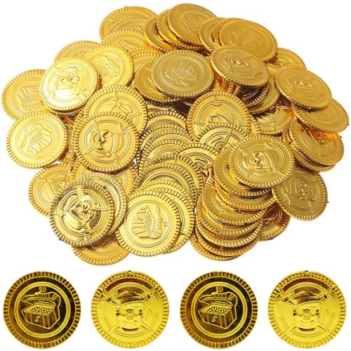 Binnan Kunststoff Goldmünzen Künstliche Goldmünzen,Kunststoff Goldtaler,100 Stück Gold-Münzen Spielgeld für Kindergeburtstag Gastgeschenke,Goldmünzen für Piraten Abenteuer Schatzsuche Veranstaltung Binnan Kunststoff Goldmünzen Künstliche Goldmünzen,Kunststoff Goldtaler,100 Stück Gold-Münzen Spielgeld für Kindergeburtstag Gastgeschenke,Goldmünzen für Piraten Abenteuer Schatzsuche Veranstaltung von Binnan