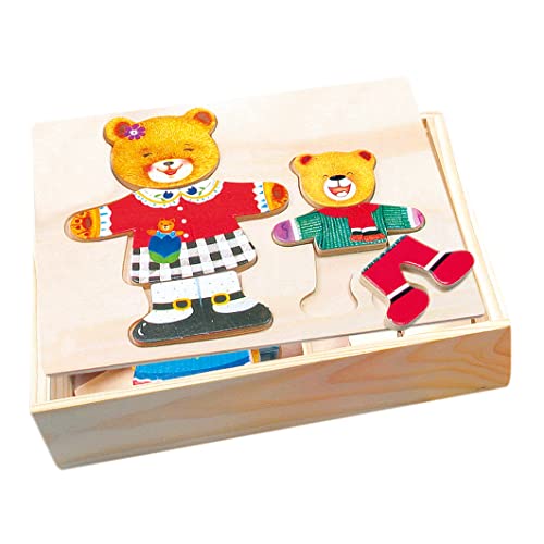 Bino Ankleidepuzzle Mutter + Kind Puzzle Legepuzzle aus Holz Spielzeug für Kinder ab 3 Jahre (36-Teilig, wechselbare Bekleidungsteile, fördert die Feinmotorik und Kreativität), Bunt von Bino/Mertens