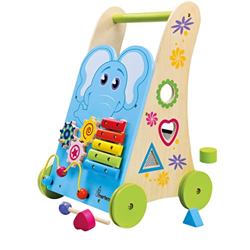 Mertens Lauf-Lernwagen-FSC 100% für Kinder ab 18 Monate, Kinderspielzeug (Baby Walker, Holzspielzeug, kindgerechtes Design, umweltfreundliche Materialien & gesundheitsunbedenkliche Farben), Mehrfarbig von Bino world of toys