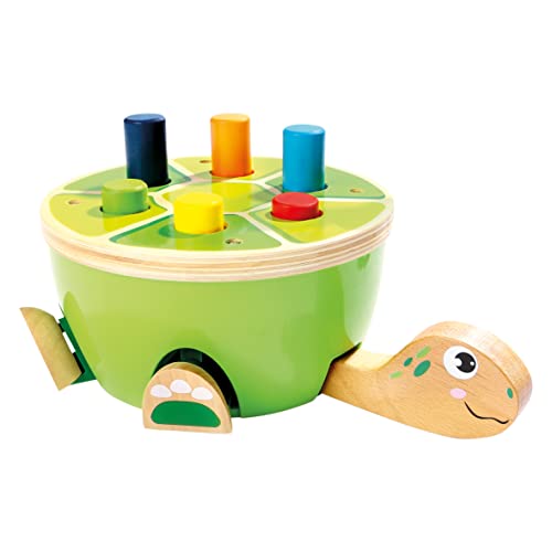 Bino Klopfbank Schildkröte, Spielzeug für Kinder ab 2 Jahre, Kinderspielzeug (Holzspielzeug in Schildkröten-Design, fördert motorische Fähigkeiten & Hand-Augen-Koordination, Hammerspiel), Mehrfarbig von Bino world of toys