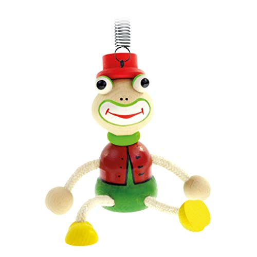 Mertens Springfigur bunter Frosch aus Holz, (lustiges buntes Schwingtier aus Holz mit Spiralfeder, verschieden Einsetzbar für Baby's und Kinder, Größe 10 x 5 x 19 cm), Mehrfarbig von Bino world of toys