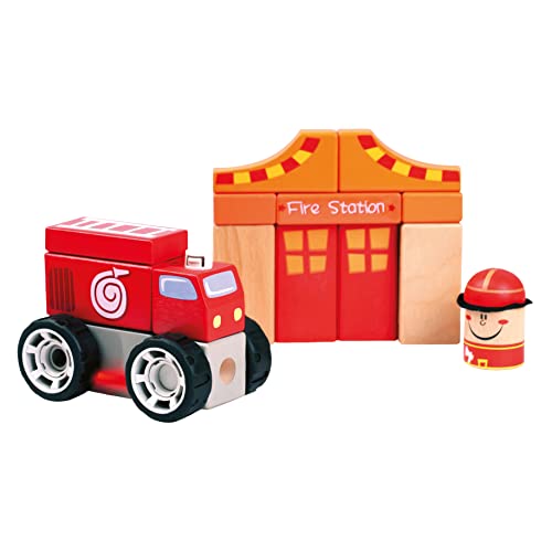 Bino 84094 - Holzwürfel Feuerwehr, 18tlg., bunt, kombiniert aus Sperrholz, Buchenholz, ABS und Rädern aus PPR. Aus den diversen Steckklötzchen EIN Feuerwehrauto und eine Feuerwache. Bino 84094 - Holzwürfel Feuerwehr, 18tlg., bunt, kombiniert aus Sperrholz, Buchenholz, ABS und Rädern aus PPR. Aus den diversen Steckklötzchen EIN Feuerwehrauto und eine Feuerwache. von Bino world of toys