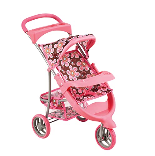 Bino Puppenwagen, Spielzeug für Kinder ab 3 Jahre, Kinderspielzeug (Kinderwagen Spielzeug aus pulverbeschichtetem "Silber" mit dunkelblauem Schaumstoff-Handgriff, 3 Räder), Rosa von Bino world of toys