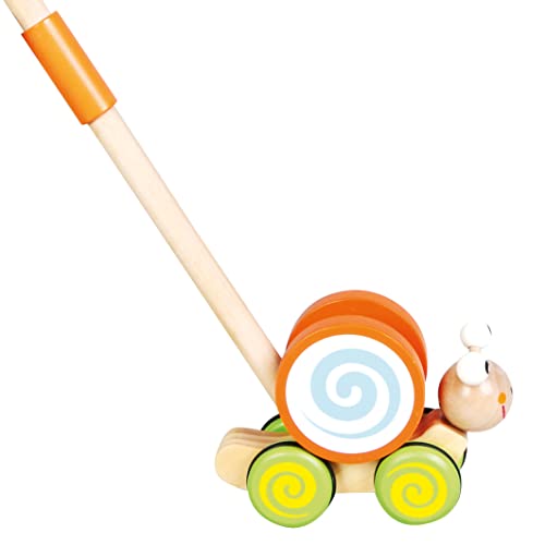 Bino World of Toys Schiebetier Schnecke aus Holz, Spielzeug für Kleinkinder ab 18 Monaten, Schiebespielzeug zur Förderung kindlicher Fähigkeiten mit einem Holzgriff von 48 cm, Mehrfarbig Bino World of Toys Schiebetier Schnecke aus Holz, Spielzeug für Kleinkinder ab 18 Monaten, Schiebespielzeug zur Förderung kindlicher Fähigkeiten mit einem Holzgriff von 48 cm, Mehrfarbig von Bino world of toys