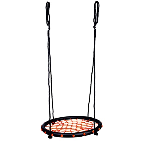 Bino runde Netzschaukel, Schaukel für Kinder, Spielzeug für Kinder ab 3 Jahre, Kinderspielzeug (Tellerschaukel aus PP, drinnen und draußen nutzbar, Durchmesse 60 cm, bis 100 kg belastbar), Orange von Bino world of toys