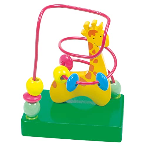 Bino & Mertens 84160 Motorikschleife, Holzspielzeug ab 1 Jahr, (Motorikspielzeug zur Förderung der Hand-Augen-Koordination, lustiges Giraffen-Design, perfekt für unterwegs, Größe: 10x7x12,5 cm), Mehrfarbig von Bino world of toys