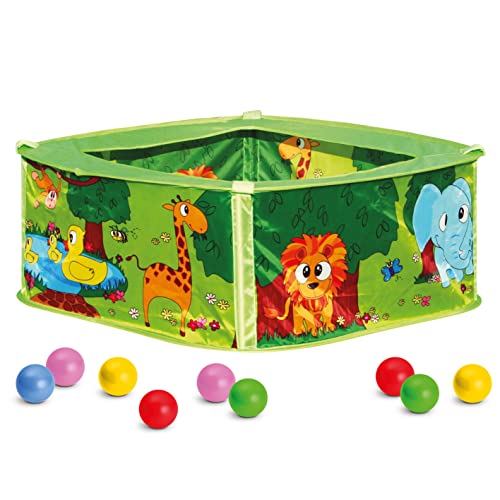 Bino & Mertens 88309 Bino Spielbecken mit Bällen, Bunt, 75 x 75 x 30 cm von Bino world of toys