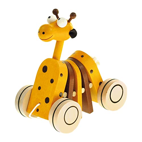 Bino & Mertens 90987 Mertens Ziehtier Giraffe, Spielzeug für Kinder ab 1 Jahr, Kinderspielzeug (Spiel für Kinder als Begleiter der ersten Schritte, lustiges Giraffen-Design, von Pädagogen empfohlenes Holzspielzeug), Gelb von Bino world of toys