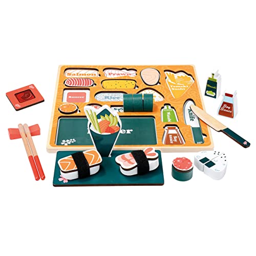 Bino world of toys 3D Holz-Legepuzzle, Puzzle für Kinder, Motorspielzeug für Kleinkinder (Spielzeug Essen zum Lernen, 27tlg, Lernspielzeug Japan aus Holz, Kinderspielzeug ab 3 Jahren), Sushi von Bino world of toys