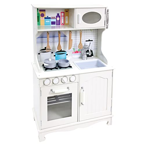 Bino world of toys Bino _83724 Bino Holz-Kinderküche "Provence" aus Sperrholz, Spielzeug für Kinder ab 3 Jahren (Kinderzimmer Zubehör, 8 teilig, hochwertig und massiv, lange Lebensdauer, inkl. Kochzubehör), Weiß Bino world of toys Bino _83724 Bino Holz-Kinderküche "Provence" aus Sperrholz, Spielzeug für Kinder ab 3 Jahren (Kinderzimmer Zubehör, 8 teilig, hochwertig und massiv, lange Lebensdauer, inkl. Kochzubehör), Weiß von Bino world of toys