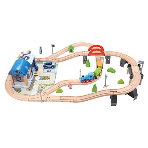 Bino world of toys Holzeisenbahn mit Brücke, Spielzeug für Kleinkinder ab 3 Jahren, Spielzeug zur Förderung kindlicher Fähigkeiten, 90-TLG., Polizeistation inkl. eines Hubschraubers, Mehrfarbig Bino world of toys Holzeisenbahn mit Brücke, Spielzeug für Kleinkinder ab 3 Jahren, Spielzeug zur Förderung kindlicher Fähigkeiten, 90-TLG., Polizeistation inkl. eines Hubschraubers, Mehrfarbig von Bino world of toys