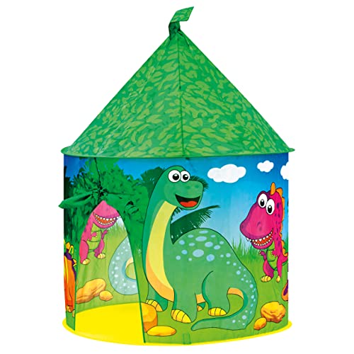 Bino world of toys Spielzelt Dinosaurier, Spielzeug für Kinder ab 3 Jahre (Dinosaurierzelt aus PES-Material, leichte Reinigung, Kinderzimmer Deko, für mehrere Kinder, Drinnen & Draußen nutzbar), Grün / Bunt von Bino world of toys