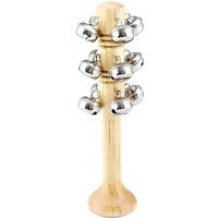 Bino 86561 - Schellenstab mit 12 Schellen, Holz/Metall, Länge: 18,5 cm, Musikinstrument von Bino