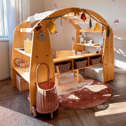 Original Anna Spielhaus® von BioKinder | Spielhaus Spielständer Kaufmannsladen aus zertifiziertem Massivholz Erle, natürlich geölt 165 x 88 x 120 cm von BioKinder - Das gesunde Kinderzimmer