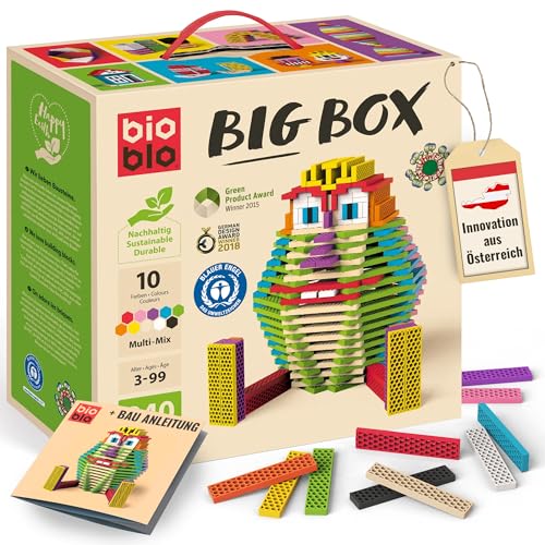 bioblo Big Box Multi Mix mit 340 Stück, Nachhaltige Bunte Bauklötze für Kinder ab 3 Jahren, Holzbausteine Kinderspielzeug, STEM Montessori-Spielzeug für Stapel- & Balancierspiele bioblo Big Box Multi Mix mit 340 Stück, Nachhaltige Bunte Bauklötze für Kinder ab 3 Jahren, Holzbausteine Kinderspielzeug, STEM Montessori-Spielzeug für Stapel- & Balancierspiele von bioblo