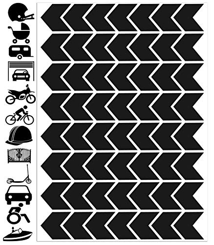 Biomar Labs - Reflektoren Fahrrad - Reflektierende Aufkleber Reflexfolie Schwarz Stickers Set (56 Stück) - für Fahrrad Roller - Reflektoren Kinder Kinderwagen - Selbstklebende folie Schwarz D 50 von Biomar Labs