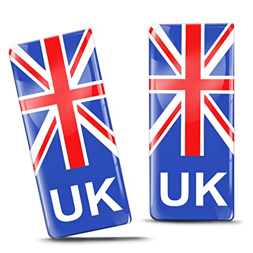 Biomar Labs 2 x 3D-Nummernschildaufkleber aus Silikon, UK-Flagge, Großbritannien, Auto, Motorrad, QS 9 Biomar Labs 2 x 3D-Nummernschildaufkleber aus Silikon, UK-Flagge, Großbritannien, Auto, Motorrad, QS 9 von Biomar Labs