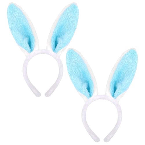 2 Stück Hasenohren Haarreif, Plüsch Hase Ohren Haarbänder, Niedliche Hasenohren Party Stirnband, Ostern ﻿Thema Party Kostüm Zubehör, für Ostern Party Hochzeit Geburtstag Cosplay (Blau) von Bipl