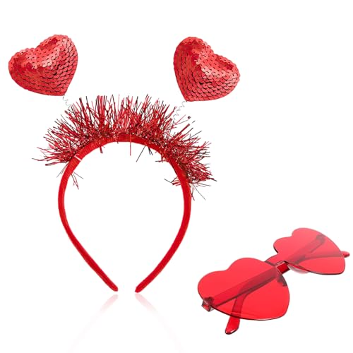 2 Stück Valentinstag Herz Haarreif Brille, Rot Herzen Haarreifen Stirnband, Glitzer Pailletten Herz Stirnbänder, Valentinstag Herz Sonnenbrille, für Valentinstag Requisiten Party Kostüm Zubehör 2 Stück Valentinstag Herz Haarreif Brille, Rot Herzen Haarreifen Stirnband, Glitzer Pailletten Herz Stirnbänder, Valentinstag Herz Sonnenbrille, für Valentinstag Requisiten Party Kostüm Zubehör von Bipl