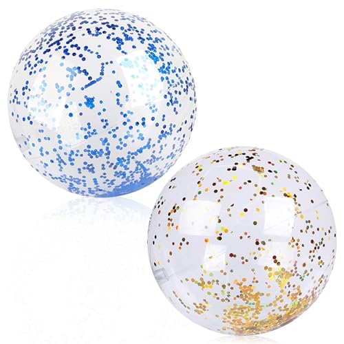 2 Stück Wasserball Aufblasbar, Strandball, Aufblasbare Glitter Wasserbälle, Pool Spielzeug Wasserbälle, Transparenter Wasserball Kinder, Sommer Strand Schwimmbad Spielzeug Ball Tauchbälle für Kinder 2 Stück Wasserball Aufblasbar, Strandball, Aufblasbare Glitter Wasserbälle, Pool Spielzeug Wasserbälle, Transparenter Wasserball Kinder, Sommer Strand Schwimmbad Spielzeug Ball Tauchbälle für Kinder von Bipl