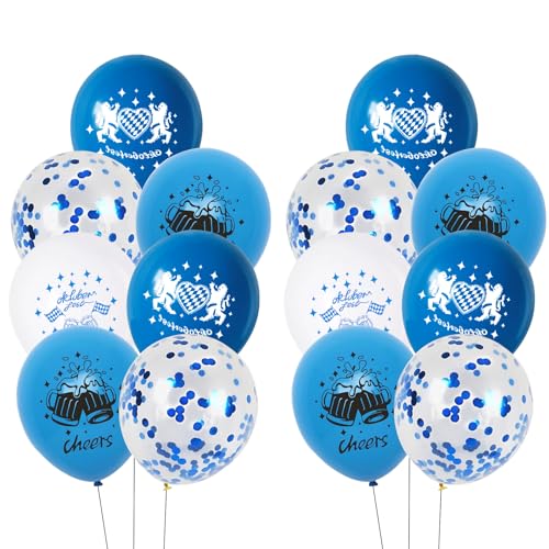 24 Stück Oktoberfest Luftballons Deko, Oktoberfest Blau Weiß Latexballons, Bayerische Deko Heliumballon, Ballons mit Oktoberfest Motiven und Konfetti, für Bayerische Deko Oktoberfest Party Bayern Deko 24 Stück Oktoberfest Luftballons Deko, Oktoberfest Blau Weiß Latexballons, Bayerische Deko Heliumballon, Ballons mit Oktoberfest Motiven und Konfetti, für Bayerische Deko Oktoberfest Party Bayern Deko von Bipl