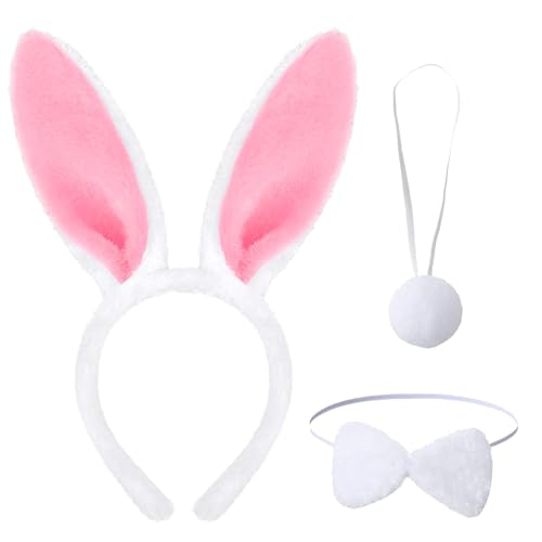 3 Stück Hasenohren Haarreif Set,Niedliche Hase Ohren Haarbänder Stirnband,Plüsch Hasenohren Fliege Schwanz Party Zubehör,für Ostern Karneval Party Cosplay Kostüm Dekoration Kinder Erwachsene (Rosa) 3 Stück Hasenohren Haarreif Set,Niedliche Hase Ohren Haarbänder Stirnband,Plüsch Hasenohren Fliege Schwanz Party Zubehör,für Ostern Karneval Party Cosplay Kostüm Dekoration Kinder Erwachsene (Rosa) von Bipl