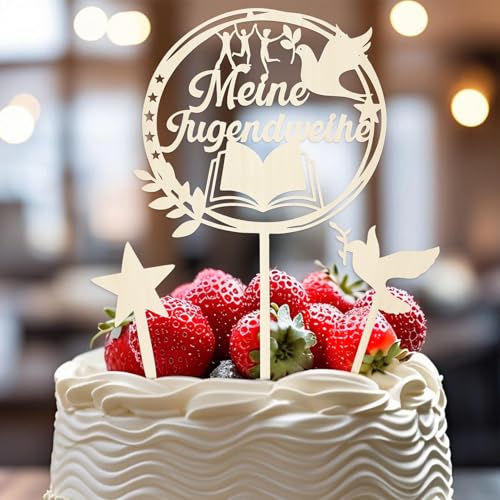 3 Stück Jugendweihe Tortendeko Holz, Meine Jugendweihe Cake Topper, mit Sterne und Taube Kuchen Topper Tortenaufsteller, Kuchendekoration Geschenkidee zur Jungen und Mädchen 3 Stück Jugendweihe Tortendeko Holz, Meine Jugendweihe Cake Topper, mit Sterne und Taube Kuchen Topper Tortenaufsteller, Kuchendekoration Geschenkidee zur Jungen und Mädchen von Bipl