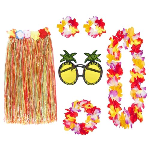 6er Hawaii Hula Set,Hawaii Party Faschingskostüm,Hawaii Kette Blumen und Ananas Sonnenbrille,mit Bastrock Hawaii Outfit Damen,Hawaii Kostüm Damen,für Tropisches Luau Strand Geburtstag Party Zubehör 6er Hawaii Hula Set,Hawaii Party Faschingskostüm,Hawaii Kette Blumen und Ananas Sonnenbrille,mit Bastrock Hawaii Outfit Damen,Hawaii Kostüm Damen,für Tropisches Luau Strand Geburtstag Party Zubehör von Bipl