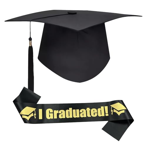 Bachelor Hut, 2025 Doktorhut Graduation Cap, Absolventenhut, Verstellbar Bachelor Abschluss Hut, mit I Graduated Schärpe, Herren Damen für Universität Hochschule Abschlussfeiern Abschluss Kleid Deko Bachelor Hut, 2025 Doktorhut Graduation Cap, Absolventenhut, Verstellbar Bachelor Abschluss Hut, mit I Graduated Schärpe, Herren Damen für Universität Hochschule Abschlussfeiern Abschluss Kleid Deko von Bipl