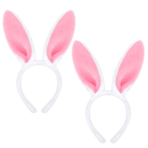 Bipl 2 Stück Hasenohren Haarreif, Plüsch Hase Ohren Haarbänder, Niedliche Hasenohren Party Stirnband, Ostern ﻿Thema Party Kostüm Zubehör, für Ostern Party Hochzeit Geburtstag Cosplay (Rosa) von Bipl