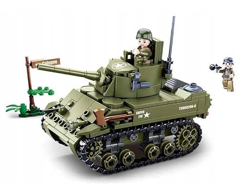 BirnePower Klemmbausteine Spielbausteine Spielset Militär Army Soldaten Bausatz Spielfigur 344 Teile Panzer Tank M5 Stuart Bausteine Spielzeug G158020 von BirnePower