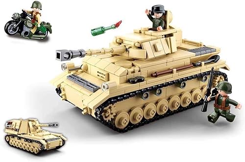 BirnePower Klemmbausteine Spielbausteine Spielset Militär Army Soldaten Bausatz Spielfigur 543 Teile Panzer Deutscher Panzer PzKpfw IV Wespe 2in1 Bausteine Spielzeug G123899 von BirnePower