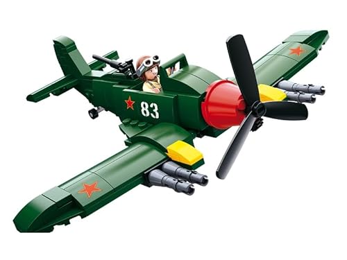 BirnePower Klemmbausteine Spielbausteine Spielset für Kinder Militär Flugzeug Bausatz Spielfigur 170 Teile ILYUSHIN II - Alliiertes Kampfflugzeug Bausteine Spielzeug G119863 von BirnePower