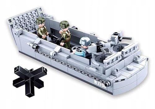BirnePower Klemmbausteine Spielbausteine Spielset für Kinder Militär Schiff Bausatz Spielfigur 182 Teile Kriegsschiff Landungsboot Militärisches Panzerboot Bausteine Spielzeug G158019 von BirnePower