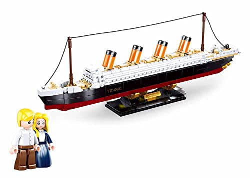 BirnePower Klemmbausteine Spielbausteine Spielset für Kinder Schiff Bausatz Spielfigur 481 Teile Ausflugsschiff Titanic Bausteine Spielzeug G158013 von BirnePower