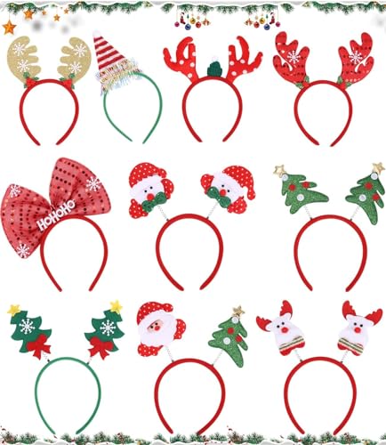 Birshe Pack of 10 Christmas Headbands, Christmas Reindeer Antlers Fun, Christmas Reindeer Costume Headbands, Fashion Headband, Headband with Beautiful Ears, for Children, Adults, Party Favours Birshe Pack of 10 Christmas Headbands, Christmas Reindeer Antlers Fun, Christmas Reindeer Costume Headbands, Fashion Headband, Headband with Beautiful Ears, for Children, Adults, Party Favours von Birshe