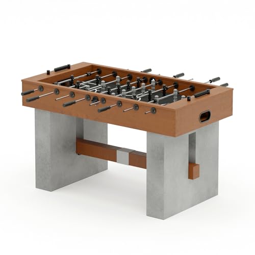 Bison Tischkicker Loft | Edle Betonoptik + Birkenfurnier + Buchenholz Finish | Robuster Kickertisch | 2 Bälle | 16 mm Hohlstangen | 360° Torwart | Stangenpuffer | Markenqualität von Bison