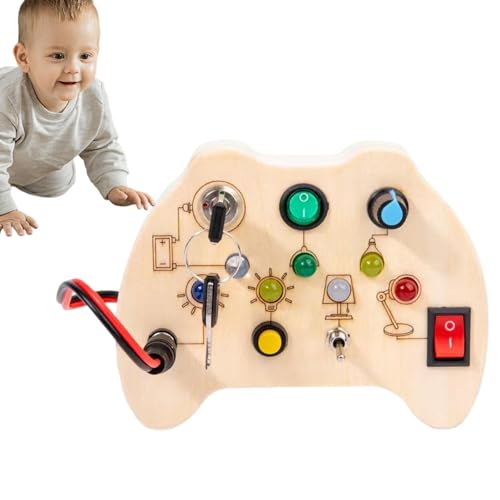 Bitong Kleinkind Lichtschalter Spielzeug | Sensorisches Spielzeugbrett aus Holz mit Schaltern,Lernspielzeug mit LED-Licht, tragbares Schalter-Sensorbrett für Kinder, Jungen, Mädchen von Bitong