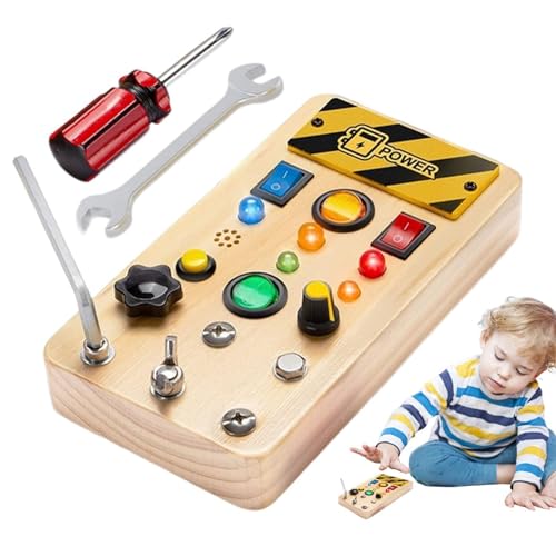 Bitong Lichtschalter-Spielzeug aus Holz | Hölzernes Kleinkind-Sensorbrett | Lernspielzeug mit LED-Licht, tragbares Schalter-Sensorbrett für Kinder, Jungen, Mädchen von Bitong