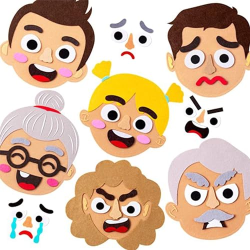 Bitong Lustige Gesichter-Spiele, Grimassen-Spielzeug | Filzaufkleber für soziales und emotionales Lernen | Spielzeug zum Ändern des Ausdrucks für Zuhause, Schule, Park, Auto und draußen von Bitong