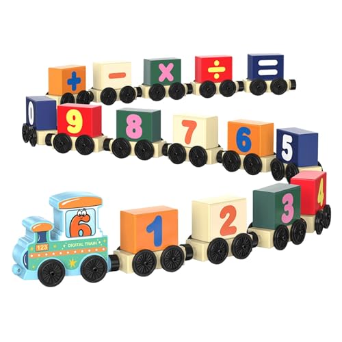 Bitong Magnetisches Alphabet-Zug-Set, Holz-Zahlenzug-Spielzeug | 16-teiliges Alphabet-Magneteisenbahn-Set - Lernspielzeug für Kinder im Kindergarten, süßes Lernspielzeug für die Feinmotorik von Bitong