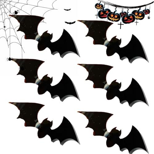 Fledermaus Cupcake Topper - 6 Stück schwarze Fledermaus-Halloween-Cupcake-Picks,Realistische 3D-Dessert-Cupcake-Picks mit gruseliger Fledermaus in Schwarz für Kindergeburtstagsparty Bitong von Bitong