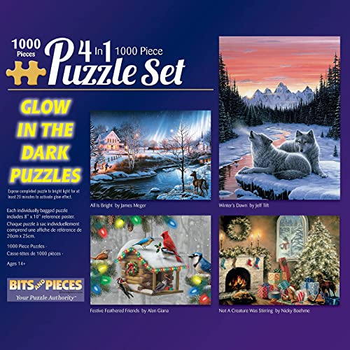 Bits and Pieces, All is Bright,Not a Creature was Stiring Glow Puzzle von Künstler Alan Giana von Bits and Pieces