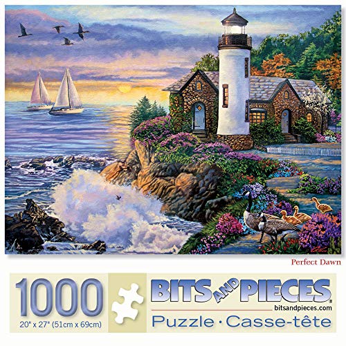 Bits and Pieces - 1000 Teile Puzzle für Erwachsene – Perfect Dawn – 1000 Teile Ozean-Lighthouse Puzzle von Künstlerin Laura Glen Lawson von Bits and Pieces