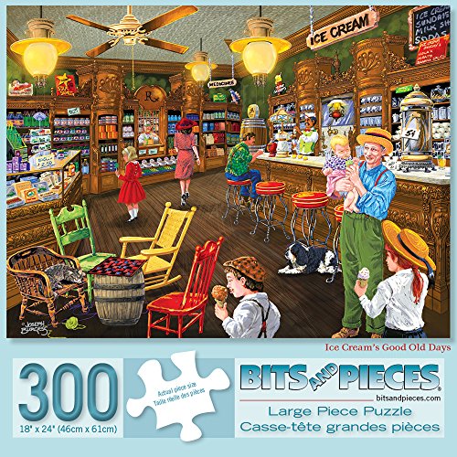 Bits and Pieces 300 Große Teile Puzzle für Erwachsene Ice Cream Good Old Days 300 Pc Small Town Shop Jigsaw by Artist Joseph Burgess von Bits and Pieces