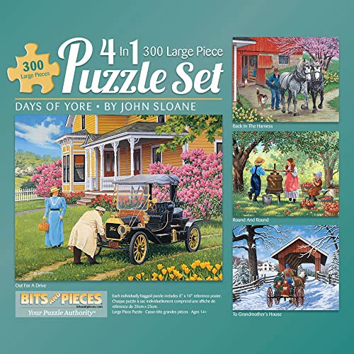 Bits and Pieces - 4-in-1 Multi-Pack 300 Teile Puzzle für Erwachsene - Days of Yore von Künstler John Sloane, Fertige Puzzlegröße 40,6 x 50,8 cm von Bits and Pieces