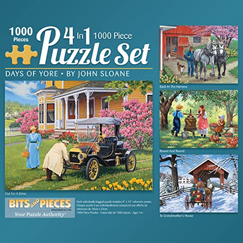 Bits and Pieces,4-in-1 Multipack 1000 Teile Puzzles für Erwachsene – Puzzles messen 50.8 cmx68.6 cm – 1000-teiliges Puzzle-Set – Days of Yore – Pferde, Jahreszeiten, Landschaft Puzzle von John Sloane von Bits and Pieces