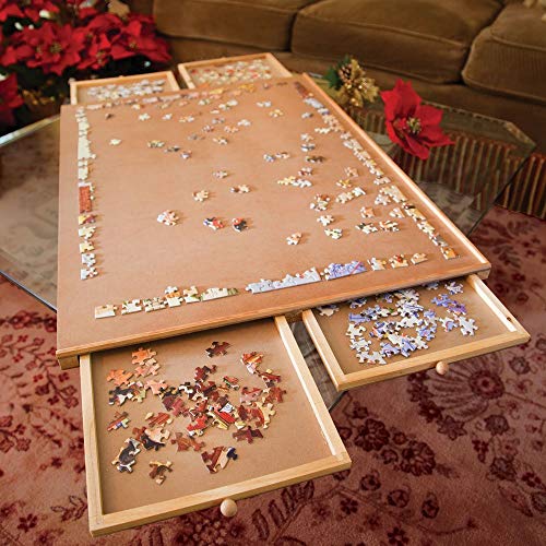 Bits and Pieces 47271 A132 Holz-Puzzleplatte mit glatter Faserplatte – Vier Schubladen runden Dieses Puzzle ab von Bits and Pieces