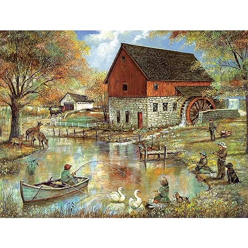 Bits and Pieces - 500-teiliges Puzzle für Erwachsene, 46 cm x 61 cm, The Old Mill Pond - 500-teiliges ruhiges Dorf-Puzzle von Künstler Ruane Manning Bits and Pieces - 500-teiliges Puzzle für Erwachsene, 46 cm x 61 cm, The Old Mill Pond - 500-teiliges ruhiges Dorf-Puzzle von Künstler Ruane Manning von Bits and Pieces