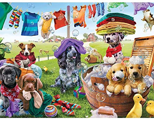 Bits and Pieces - 500-teiliges Puzzle für Erwachsene – "Puppies Playing", 500-teiliges großes Puzzle von Künstler Adrian Chesterman – 45,7 x 61 cm von Bits and Pieces